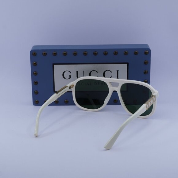 Gucci GG1188S 005 Aviator Sunglasses - Ivory/Green - Picture 4 of 11
